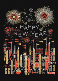 Golden Fireworks (Lesley Barnes) - New Year's Card by Red Cap Cards