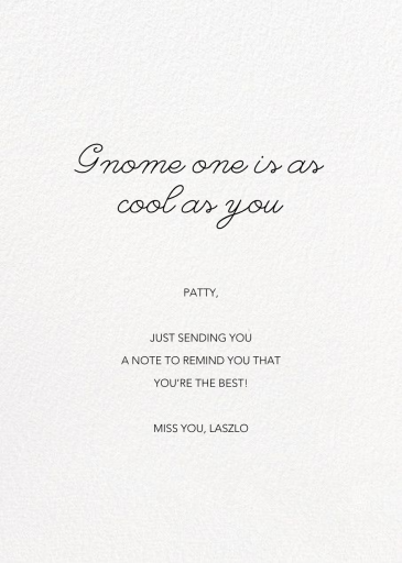 Gnome Worries (Krista Perry) by Red Cap Cards - Back