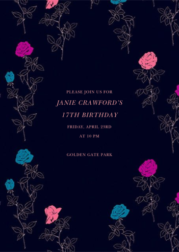 Evening Rose - Birthday Invitation by Oscar de la Renta