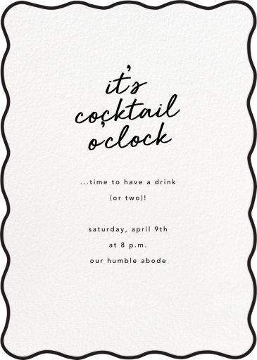 Black Wavy Edge - Cocktail Party Invitation by Sugar Paper