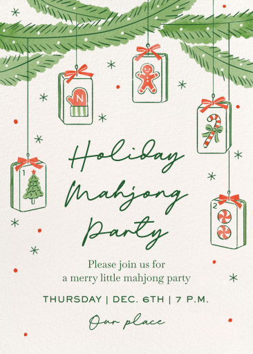 Holiday Mahjong Tiles Invitation