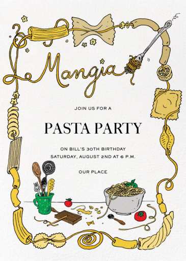 Homemade Pasta - Birthday Invitation by Joana Avillez