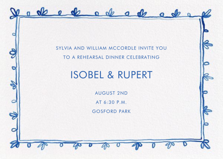 Brushed Border - Rehearsal Dinner Invitation by Linda and Harriett
