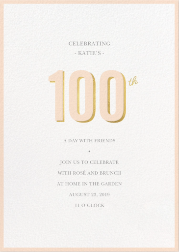 Pop of Gold - 100th Birthday Invitation by Sugar Paper