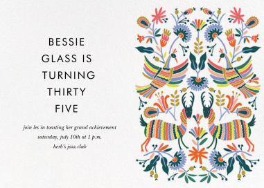 Otomi Wildlife (Horizontal) - Birthday Invitation by Rifle Paper Co.