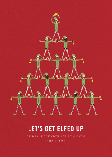 Stacked Elves - Christmas Party Invitation by Paperless Post