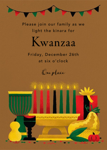 Lit Kinara - Kwanzaa Invitation by Paperless Post