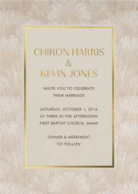 Natural Feathers Gold Frame Invitation