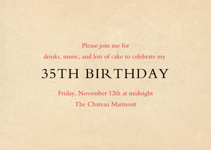 Red Letter Party (Invitation) - Party Invitation by John Derian - Back