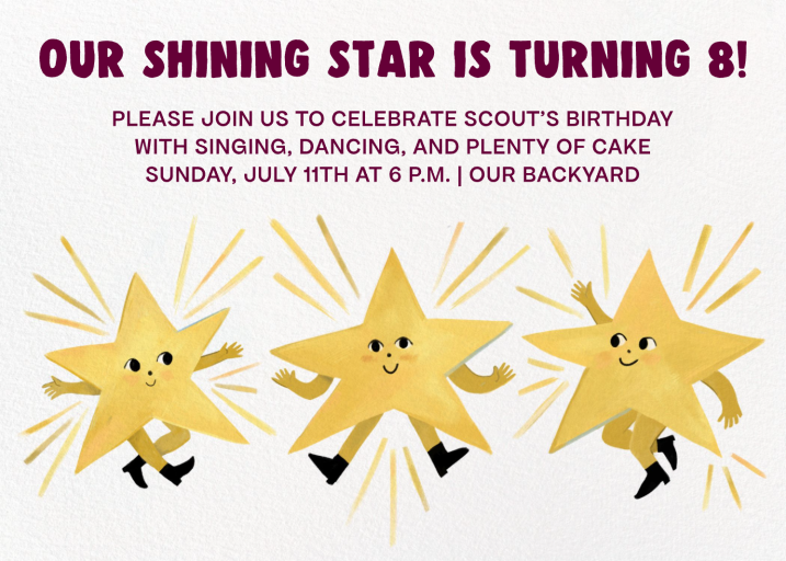Dancing Stars Kids Invitation