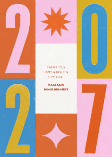 Colorful Retro New Year Card