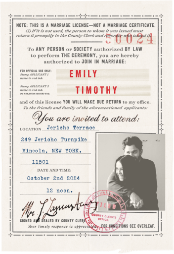 License to Wed - Invitation by Annie Atkins
