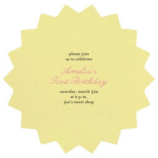 Smiley Sun - First Birthday Invitation by Meri Meri - Back
