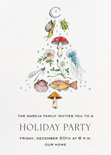 Nature Motif Holiday Invitation