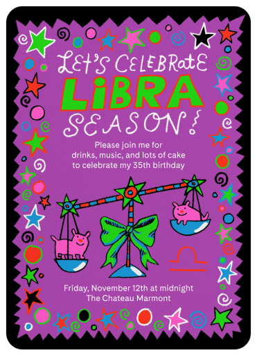 Libra Season Scales & Stars Invitation