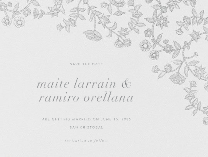 Stitched Floral I - Save the Date - Invitation by Oscar de la Renta