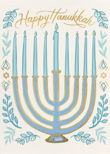 Blue Menorah Hanukkah Invitation