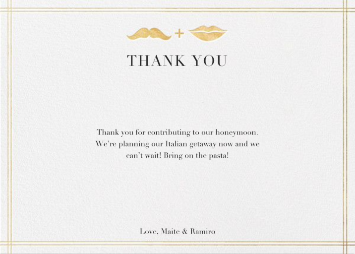 Lips and Stache (Wedding Stationery) - Thank You Card by Jonathan Adler