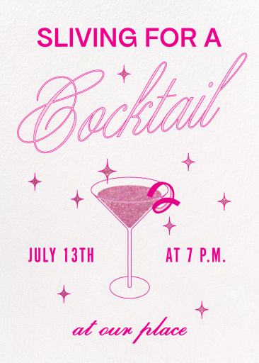 Pink Sparkle Cocktail Invitation