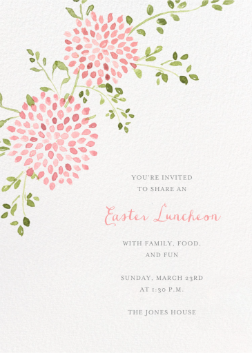 Watercolor Dahlias - Easter Invitation by Paperless Post