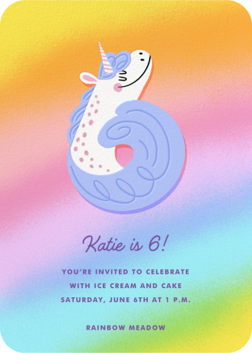 Unicorn Numeral - Birthday Invitation by Hello!Lucky