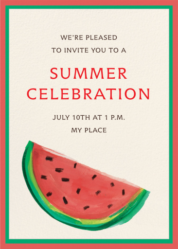 Watercolor Watermelon - Invitation by Mr. Boddington's Studio