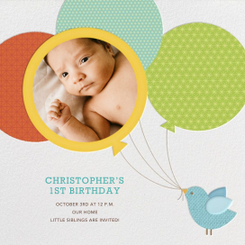 Bird Balloon - Birthday Invitation by Petit Collage