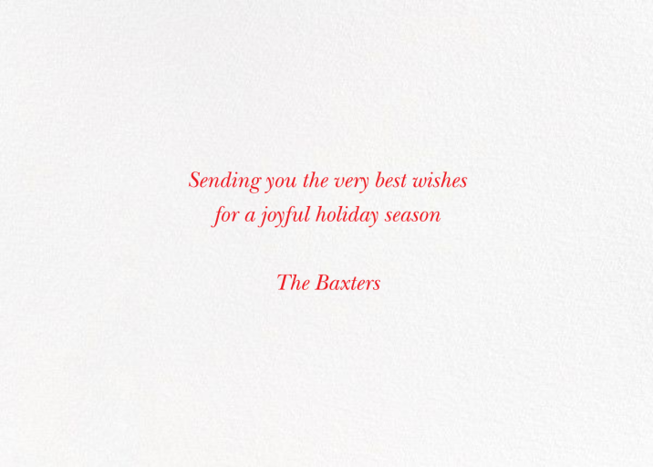 Pine Mantel (Greeting) - Christmas Card by Linda and Harriett - Back