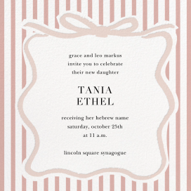 Coquette Ribbons - Bris/Baby Naming Invitation by Sugar Paper