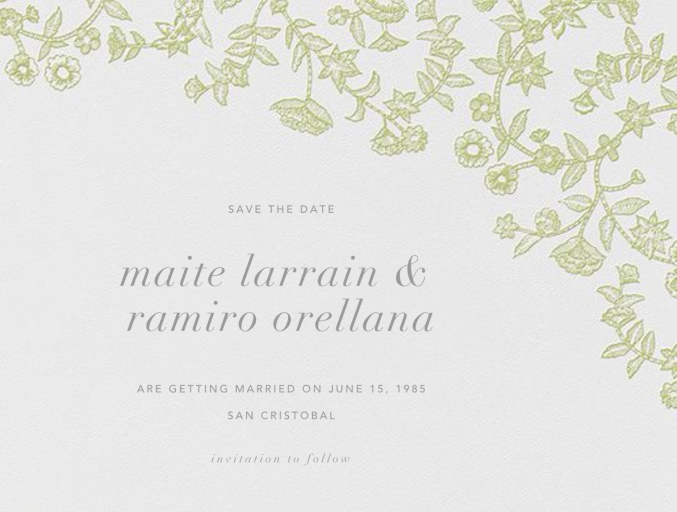 Stitched Floral I - Save the Date - Save the Date by Oscar de la Renta