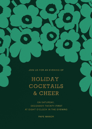 Green Floral Holiday Invitation