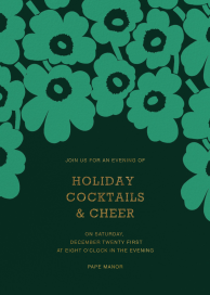 Invitación navideña con motivos florales en tonos verdes