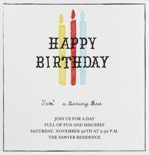 Apaga las velas: invitación para el primer cumpleaños, por Mr. Boddington's Studio.