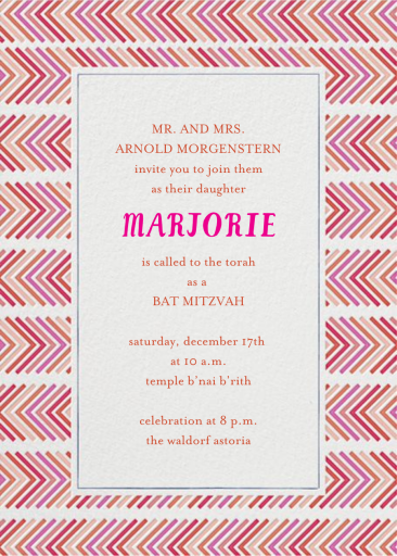 Zig Zag - Bar & Bat Mitzvah Invitation by Mr. Boddington's Studio