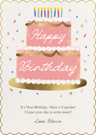 Gold Platter Cake - Birthday Card by Paperless Post