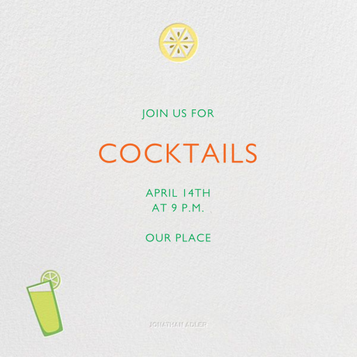 Margarita Mixer - Party Invitation by Jonathan Adler - Back