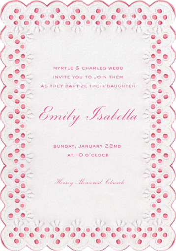 Pink Eyelet Lace Border Invitation