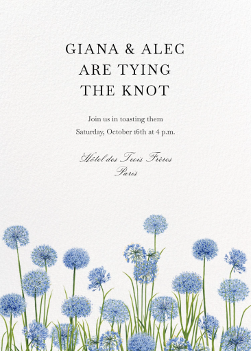 Blue Allium Stage - Bridal Shower Invitation by Oscar de la Renta