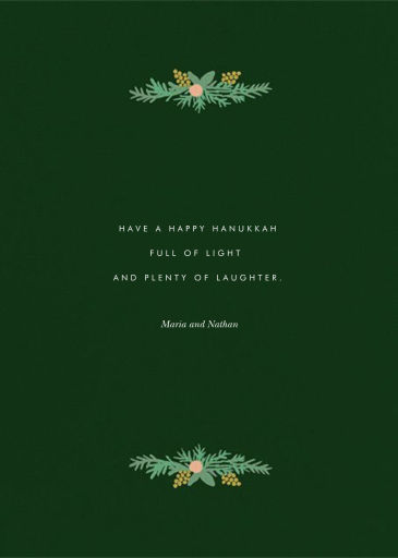 Floral Menorah (Greeting) - Hanukkah Card by Rifle Paper Co. - Back