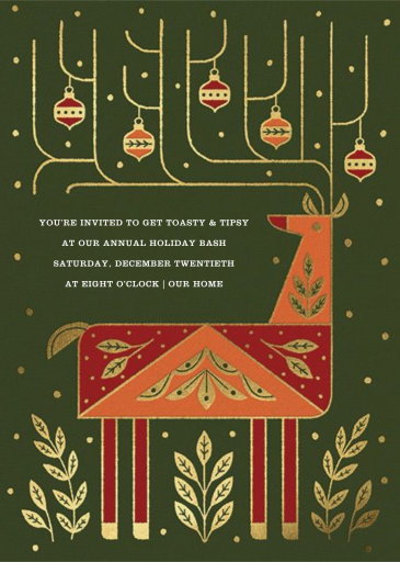 Folk Reindeer - Holiday Party Invitation by Paperless Post