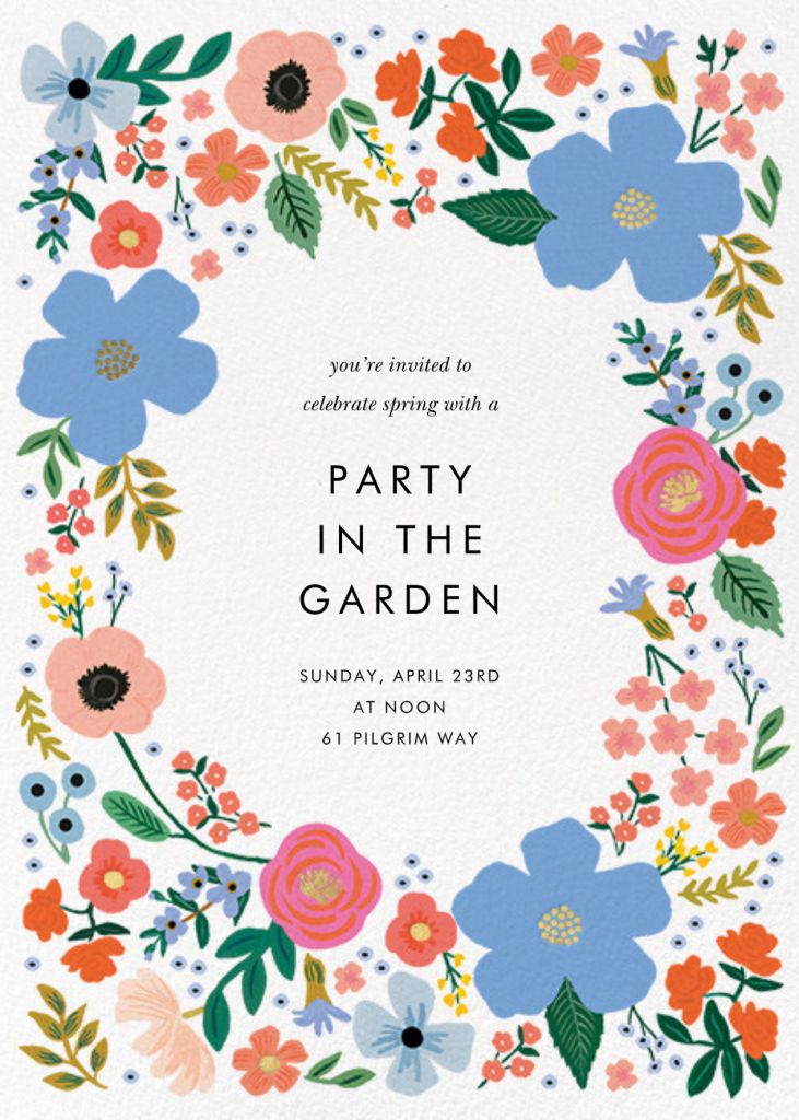 Wild Rose Border (Invitation) Garden Party Invitation Send online