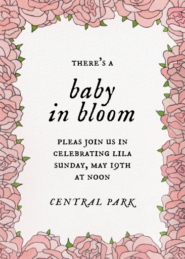 Pink Floral Frame Invitation