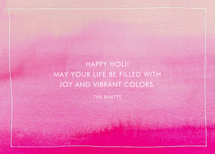 Pink Watercolor - Holi Card by Linda and Harriett