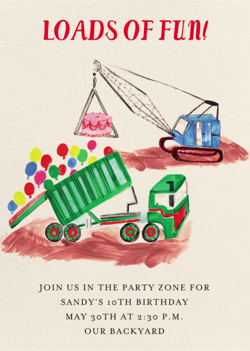 Load Up the Fun - Birthday Invitation by Mr. Boddington's Studio
