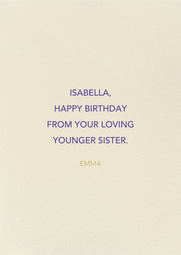 Purple Flower Field (Elena Boils) - Birthday Card by Wrap - Back