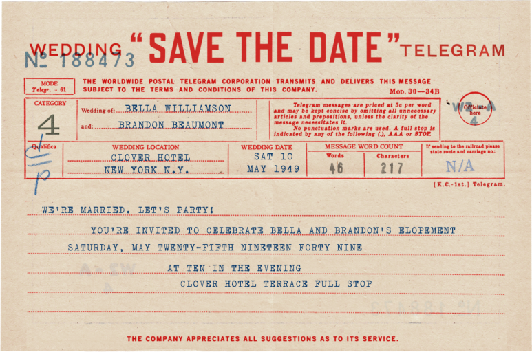 Save the Date Stop - Elopement Party Invitation by Annie Atkins