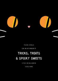 Invitación de Halloween «Ojos de gato negro»
