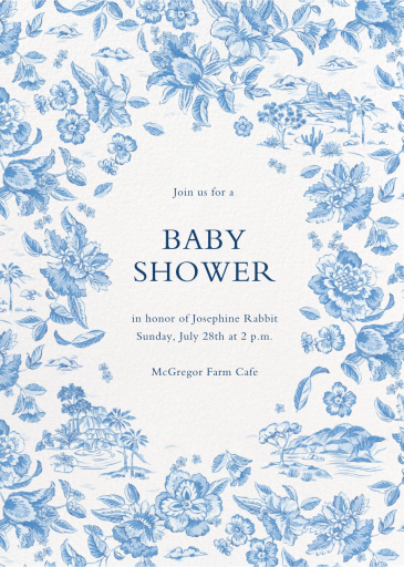Toile Flowers - Baby Shower Invitation by Liberty