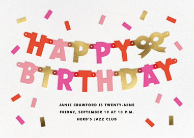 Lettered Bunting - Birthday Invitation by The Indigo Bunting