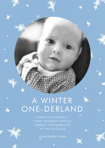 Snow Crystals Photo - First Birthday Invitation by Paperless Post
